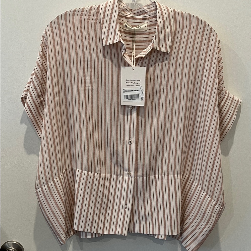 Everlane White and Red Striped Shirt